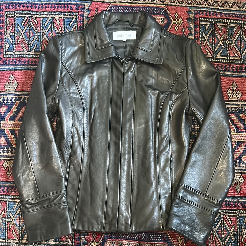 Calvin Klein buttery genuine Leather Jacket black